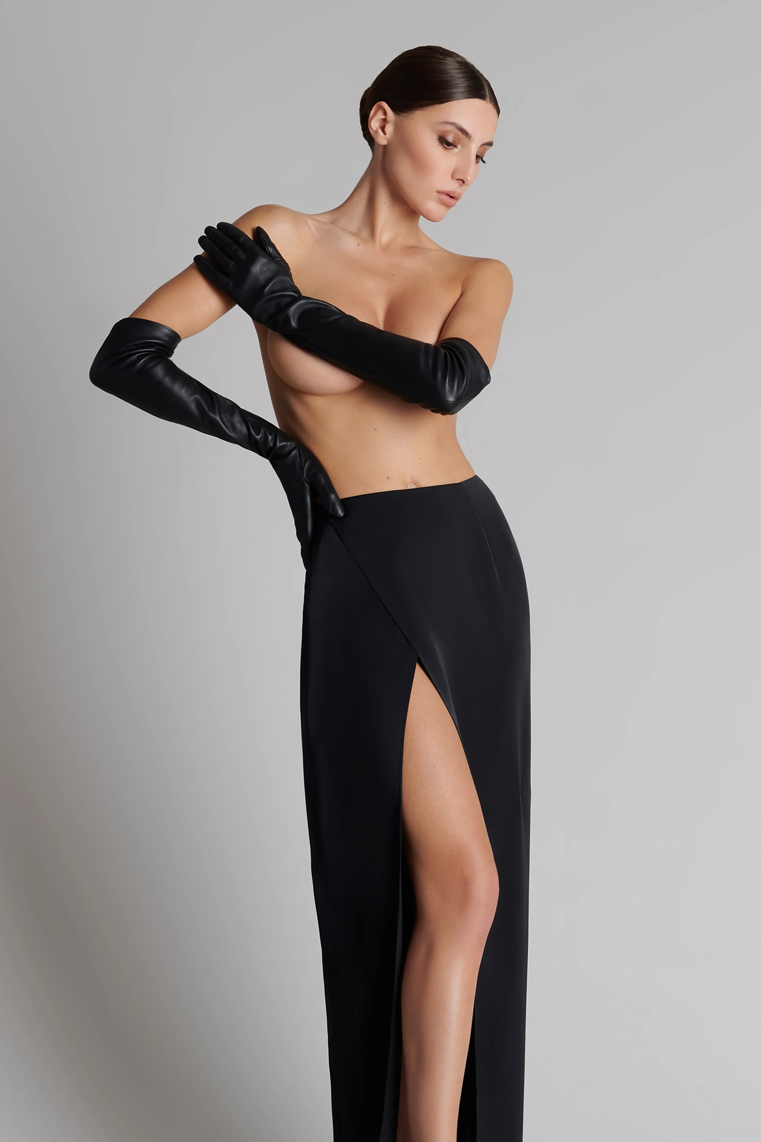 Leather Opera Gloves with suspenders - Image 2